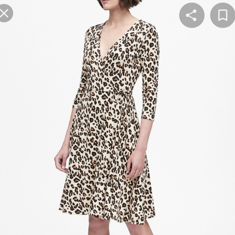 Banana Republic Leopard Ponte Wrap Dress